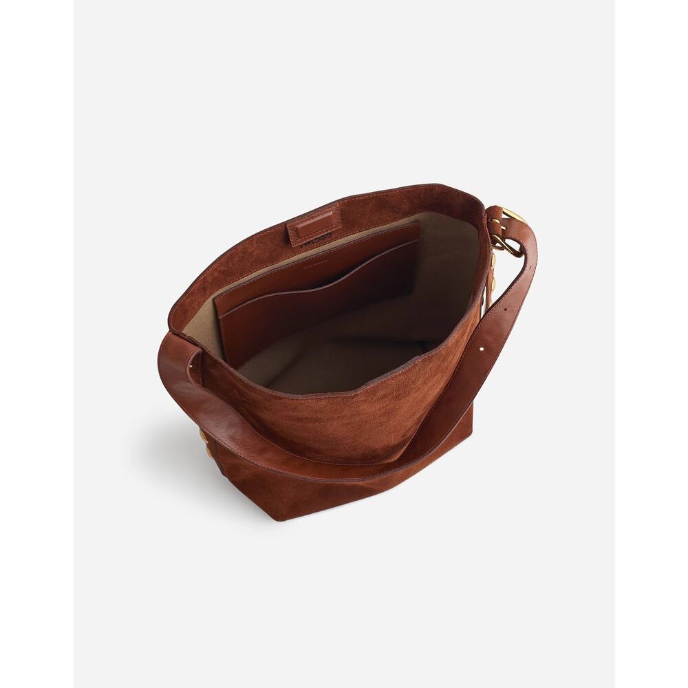 Madewell The Essential Bucket Tote Bag Suede Soft Mahogany Brown One Size NWT - Picture 4 of 12
